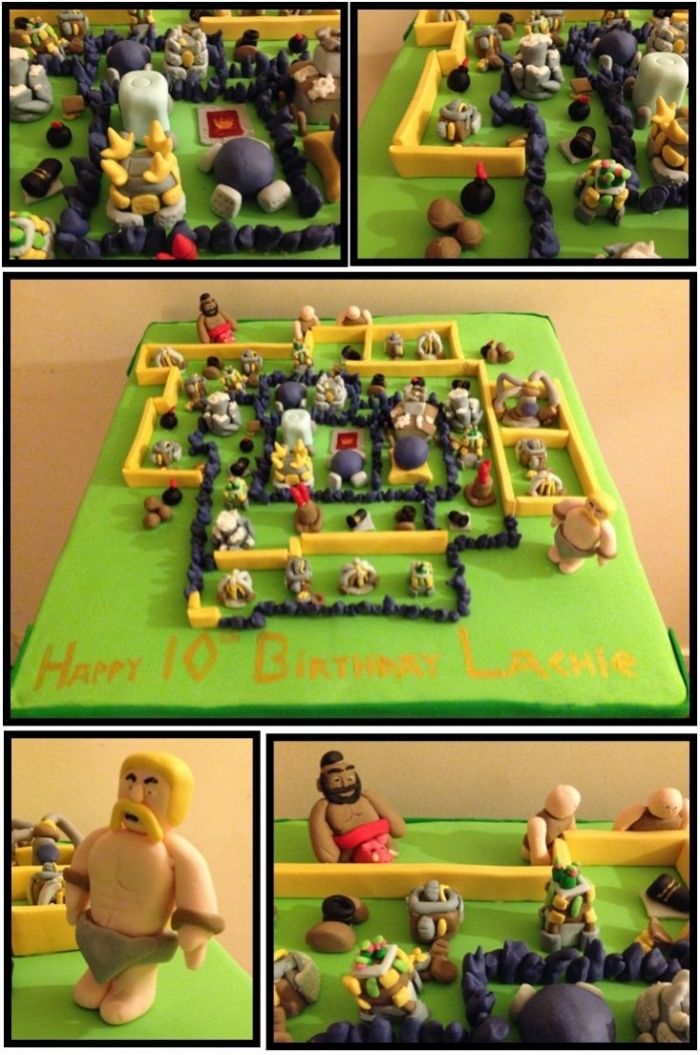 gâteau d anniversaire du jeux clash of clan avec tout les personnages